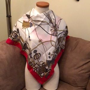 Vintage (Versace style )Gorgeous red trimmed 30x30 scarf